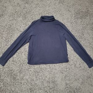 Croft And Barrow Womens Blue Turtleneck Long Sleeve Top